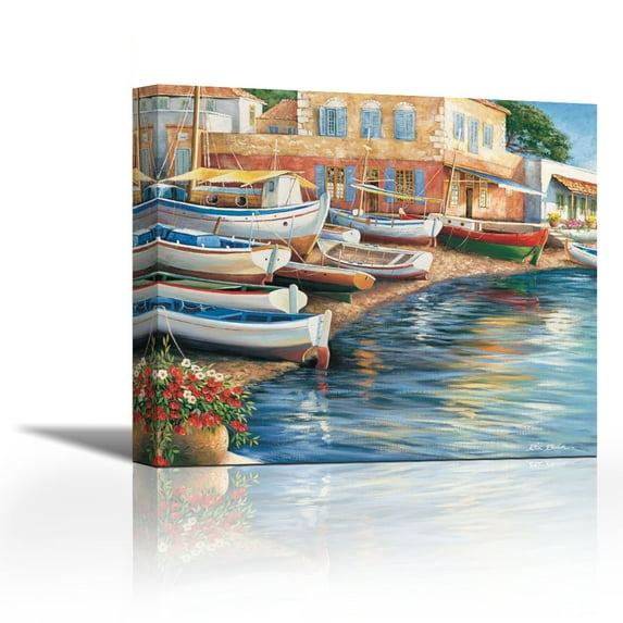 Ambiance de mediterranee I - Contemporary Fine Art Giclee on Canvas Gallery Wrap - wall décor - Art painting - 18 x 15 Inch - Ready to Hang