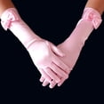 thumbnail image 4 of 1 juego de 3 pares de guantes de princesa de satén para niñas Guantes de fiesta con lazo de boda para fiesta de niños （Blanco + Rosa + Azul claro), 4 of 4