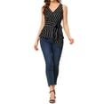 thumbnail image 3 of Allegra K Women's Summer Tops Sleeveless V Neckline Wrap Tie Waist Tops, 3 of 6