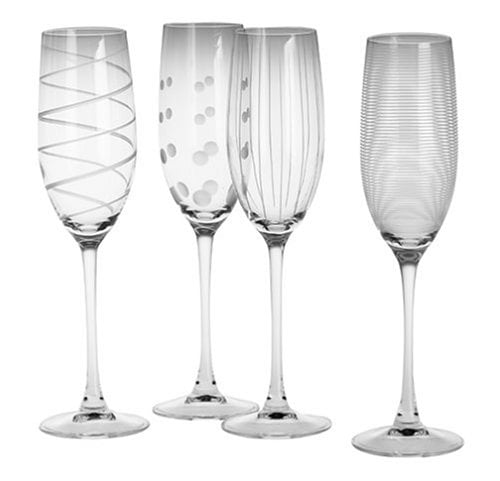 Mikasa Crystal Champagne Glasses Flutes Etched 7oz. 