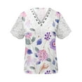 thumbnail image 4 of LOVZFMLL Hauts d'Été pour Femmes Femmes Mode Été Pli Imprimé Régulier Femmes Manches Courtes Col en V Bouton Haut, 4 of 5
