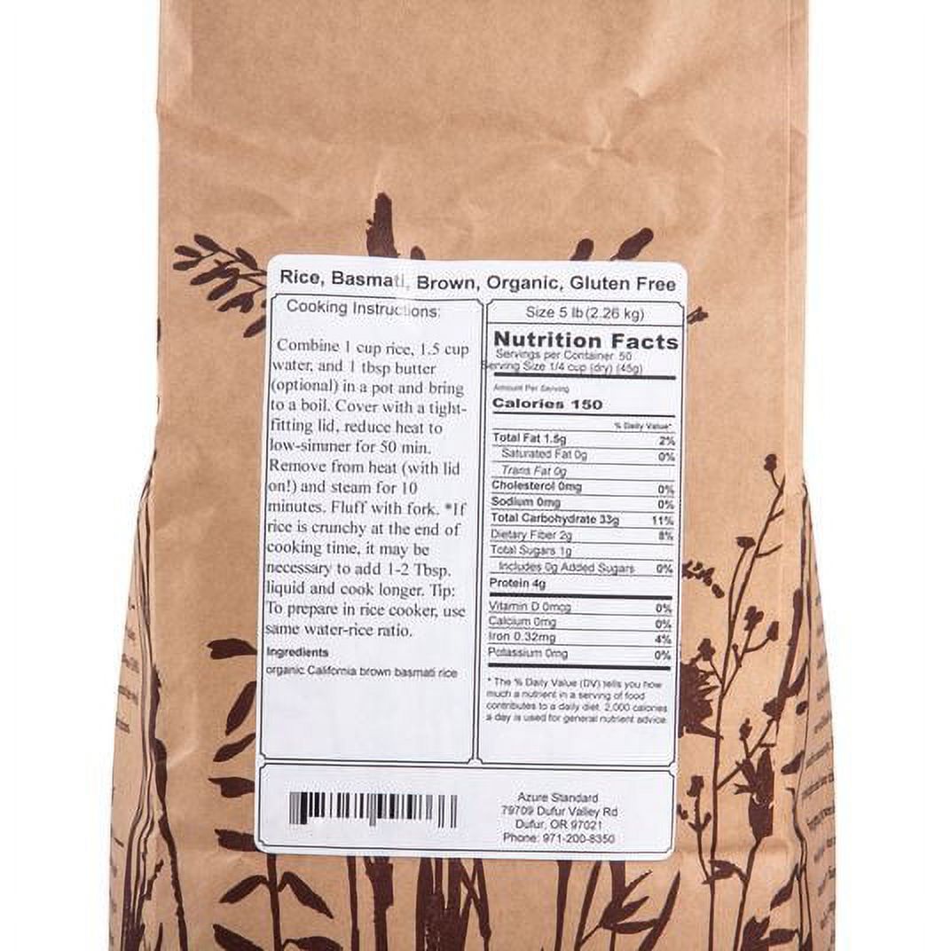 Lundberg Rice, Basmati, Brown, Organic, Gluten Free-5 lb