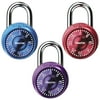 Master Lock Padlock 1533TRI Mini Dial Combination Lock, 1-9/16 in. Wide, Color Assortment, 3 Pack