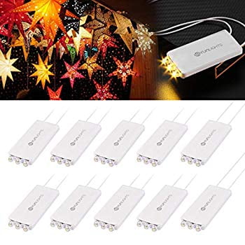 String And Balloon Lanterns 10 Pack LED Paper Lantern Lights Waterproof Battery Operated Lights with 3 LEDs for Balloons Wedding Birthday Party Decoration, Warm White ()