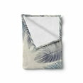 thumbnail image 2 of Palm Leaf Soft Flannel Fleece Throw Blanket, Hand Drawn Leaves Framework Floral Environment Theme, Cozy Plush for Indoor and Outdoor Use, 60" x 80", Slate Blue Dark Blue, by Ambesonne, 2 of 6