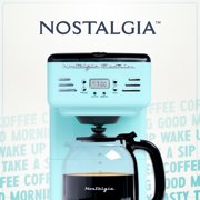 Nostalgia Retro Coffee Maker, 12-Cup Programmable Vintage Coffee Machine with Anti-Drip Carafe, Aqua
