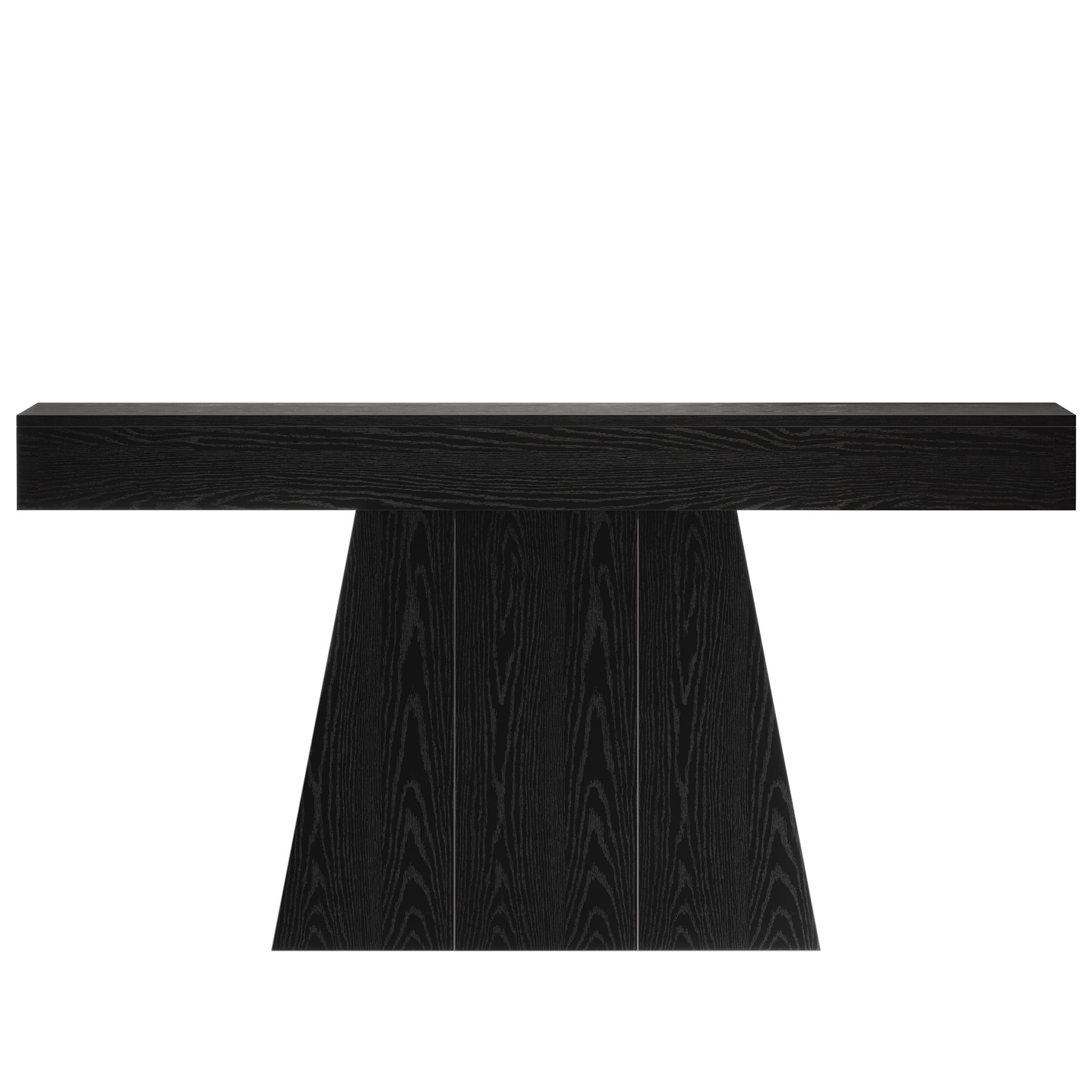 Fnova 63" Farmhouse Console Table, Narrow Wooden Entryway Table, Geometric Base Sofa Table for Living Room, Hallway, Black