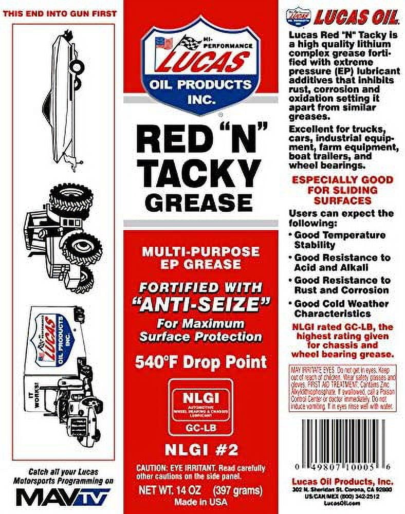 Lucas Oil 10005 Red N' Tacky Grease , 14 oz. Cartridge (Case of 30) - 10005-30