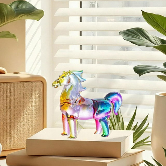 Elodie Figurine de Cheval en Cristal Sculpture Décorative pour Moderne Coloré