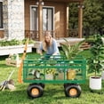 thumbnail image 7 of Steel Garden Cart with 10" Wheels, 1400 Lbs Utility Wagon Cart with Removable Sides & 180° Rotating Handle for Garden, Lawn, Farm, Warehouse, Outdoor Use, Heavy Duty, Green/Orange, 7 of 7