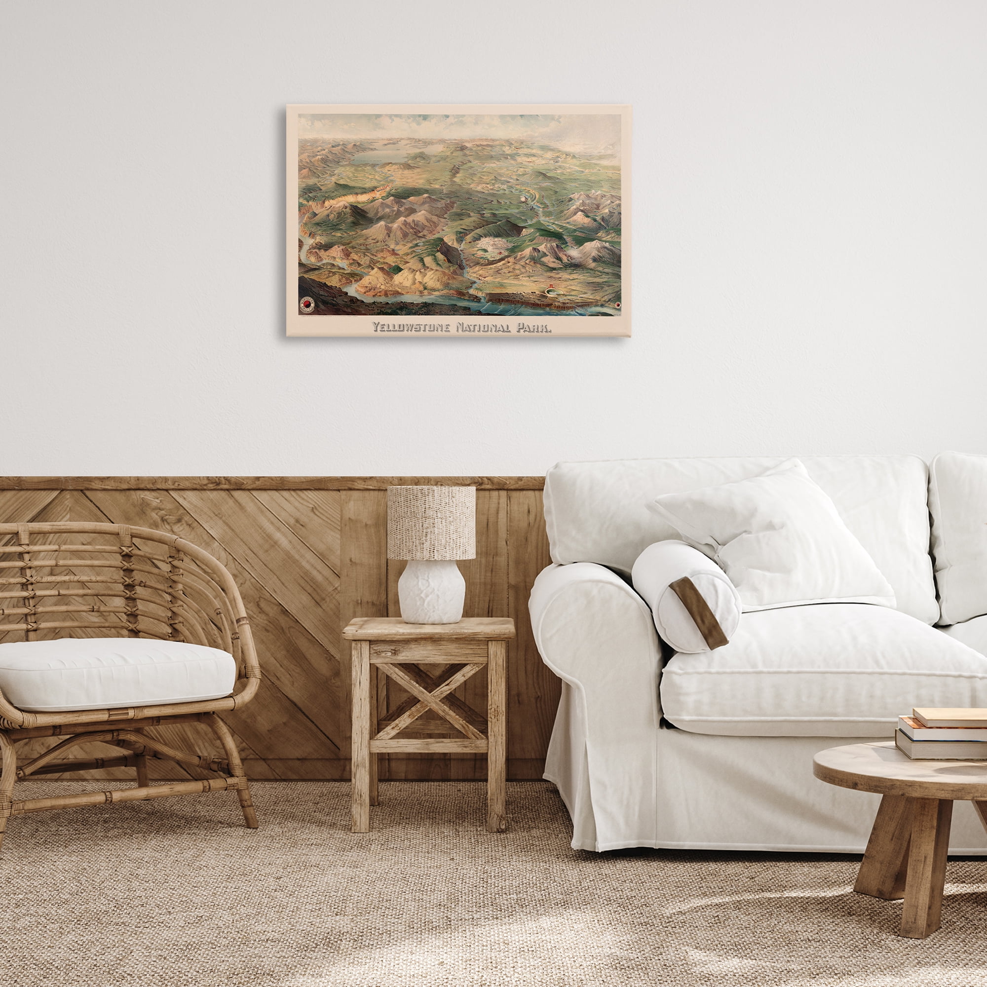 Stupell Industries Vintage Yellowstone Park Landscape Painting Gallery Wrapped Canvas Art Print Wall Art, 30 x 20