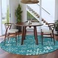 thumbnail image 3 of Round Rugs 7 Ft, Teal Snowflake Christmas Non Slip Area Rugs for Kitchen Bedroom Entryway, Xmas Winter Abstract Art Washable Carpet Runner Rug Floor Mats for Bedroom Home Decor, 3 of 9