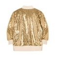 thumbnail image 3 of eczipvz Girls' Sequin Bomber Jacket with Pockets Lightweight Sparkle Long Sleeve Zipper Gradient Jackets for Kid (Yellow,8 Years), 3 of 5