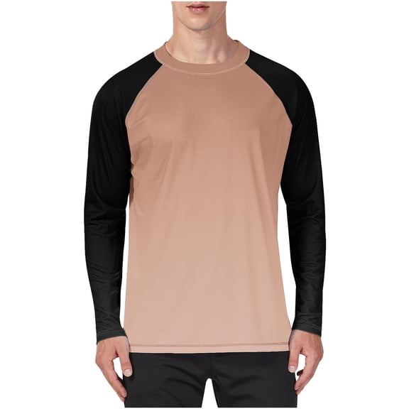 Men's Color Block Sun Shirts 2026 Summer Raglan Long Sleeve Casual Pullovers Crewneck Workout Casual Tee Tops