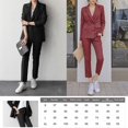 thumbnail image 3 of 2pcs Fashion Women Suit Strip Pattern Formal Wear Business Jacket Pants Set (Red XL), 3 of 10