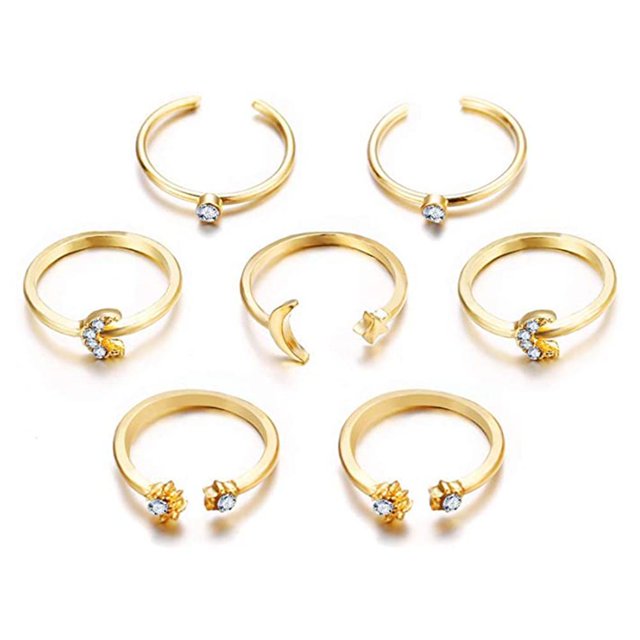 Anillos Bohemios Vintage, Conjunto De Anillos Para Nudillos, Conjunto De Anillos De Diamantes, Conjunto De Anillos De Tobillo Para Mujeres Y Niñas 7 Unids Serendint AP006771-02