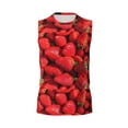 thumbnail image 4 of Yiaed Strawberry Red Print Men's Singlet Vests Summer Running Muscle Tank Tops Gym Undershirt Round Neck Sleeveless for man, 4 of 5