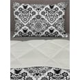 thumbnail image 3 of Floral Comforter & Sham Bedding Set, Scandinavian Inspired Pattern of Birds Flowers Swirls Polka Dots and Hearts, 3 pcs Duvet Set Microfiber Filling Quilt, 5 Sizes, Charcoal Grey White, by Ambesonne, 3 of 4