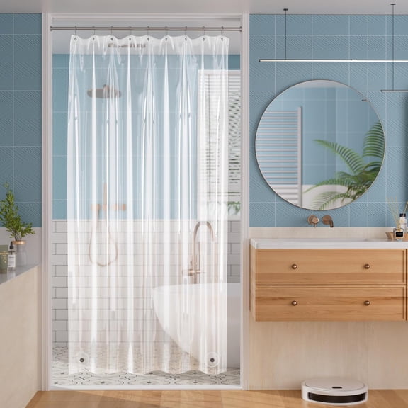 Shower Curtain Liner Lightweight Waterproof PEVA 54 x 72 Clear With Magnets And Rustproof Grommets