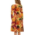 thumbnail image 3 of FKELYI Size M Women Dress Comfortable Thanksgiving Pumpkin Women Long Sleeve Dress Fall Maple Leaves Round Neck Dresses for Women Casual Midi, 3 of 4