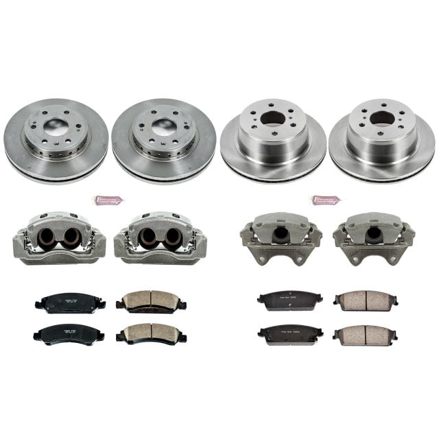PowerStop Front and Rear Stock Replacement Brake Pad and Rotor Kit with Calipers Fits: CHEVROLET Select Models KCOE5520