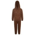 thumbnail image 6 of TSSOE Kids 2 Piece Tracksuit Plain Sweatsuit Boys Girls Hooded Sweatshirt Jumper with Jogger Coffee 110, 6 of 9