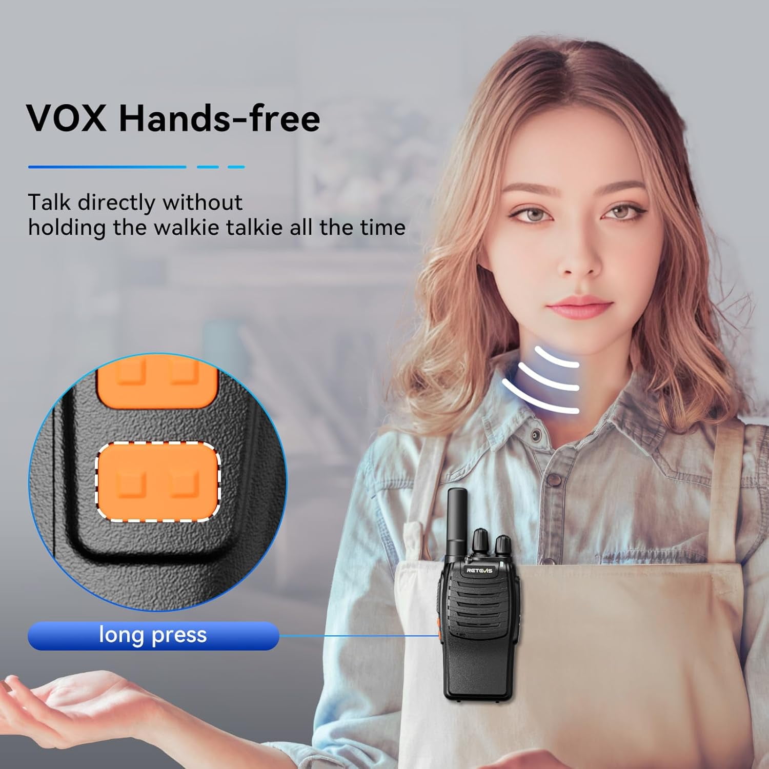 H-777 Walkie Talkies for Adults Long Range Hand Free Handheld Rechargeable Two Way Radio Business 2 Way Radios with Charger (6 Pack)