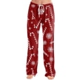 thumbnail image 5 of Lumtrix Women Christmas Pajamas Fashion Christmas Graphic Pjs Cute Drawstring Lounge Pant Wide Leg Trouser with Pocket Vermilion L, 5 of 6