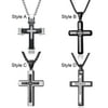 Yellow Gold Plated Titanium steel Women's Necklace AAA CZ Pendant Cross Necklace for Men