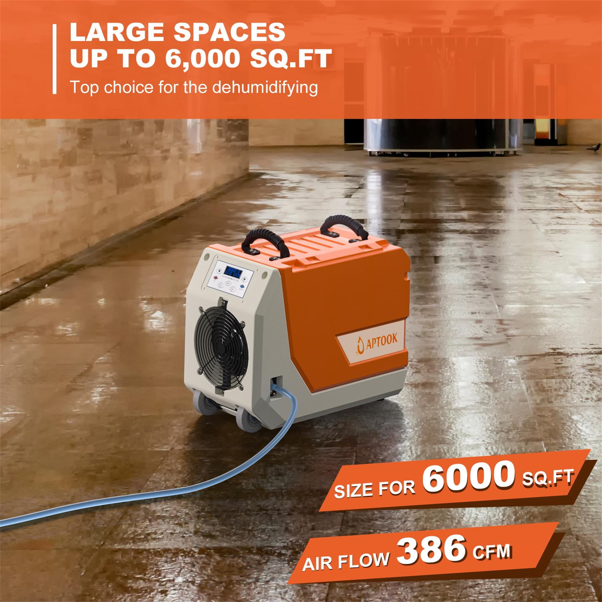 APTOOK 230 Pint Commercial Dehumidifier with Pump, Industrial Dehumidifier for Large Basement, Garage and Warehouse, with 24ft Drain Hose, up to 6,000 sq ft.