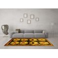 thumbnail image 3 of Ahgly Company Machine Washable Indoor Round Abstract Yellow Contemporary Area Rugs, 7' Round, 3 of 4
