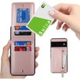 thumbnail image 3 of for Google Pixel 6A Case with Card Holder for Women,Pixel 6A Phone Case Wallet with Strap Credit Card with Kickstand Zipper Shockproof Case for Pixel 6A - Rose Gold, 3 of 14