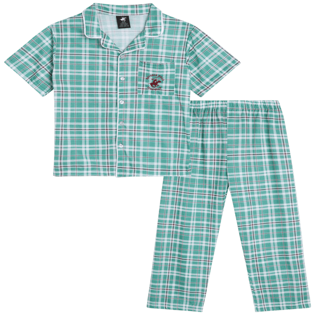 Boys‘ Pajama Set - 2 Piece Short Sleeve Button Down Sleep Shirt and Pajama Pants (8-18)