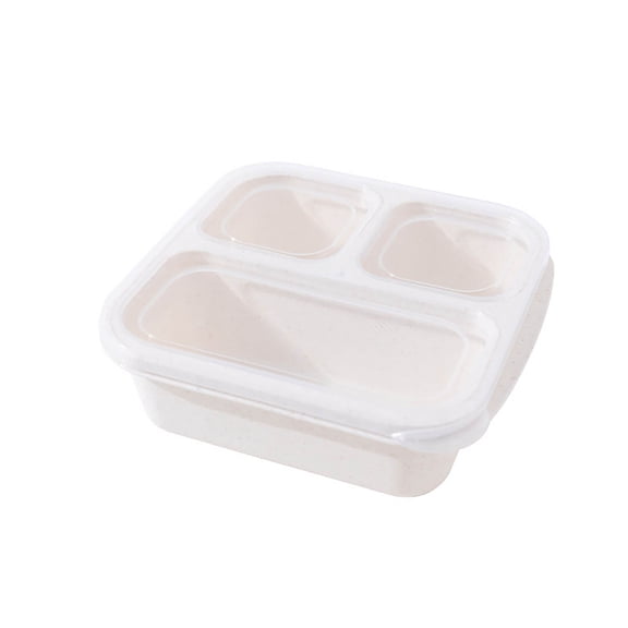 VMWMSSR 3 Compartment Meal Prep Containers, Reusable Leakproof Lunch Boxes, Stackable Food Storage Containers for Picnic & Daily Use(Beige-17X15.5X5.5cm)