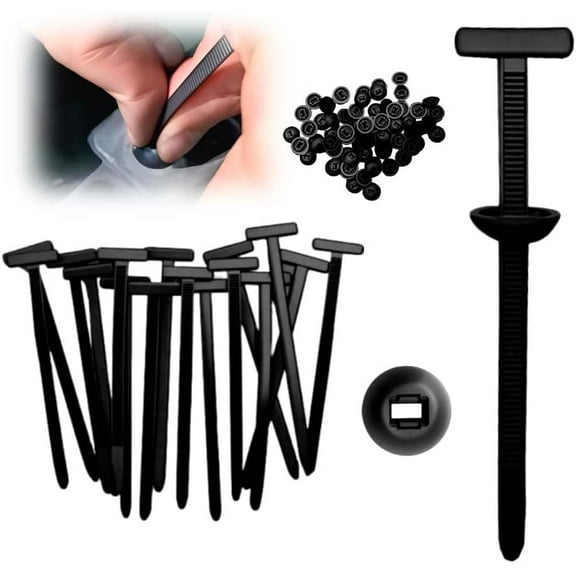 Nylon Universal Cable Tie Buckle, Heavy Duty Zip Ties (with Pin & Button), UV Resistant Black Zipties for Car Daily Repair, Applicable Toengine Lower Guard Plates, Fender Linings