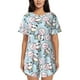 thumbnail image 1 of Fotbe Cute Panda Bear Conjunto de Pijama Estampado para Mujer, 2 Piezas, Ropa de Dormir con Camiseta de Manga Corta y Shorts Suaves-Small, 1 of 6