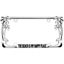 The Beach is My Happy Place Style Palm Tree Heavy Duty Metal License Plate Frame Auto License Plate Frame/Car Accessories