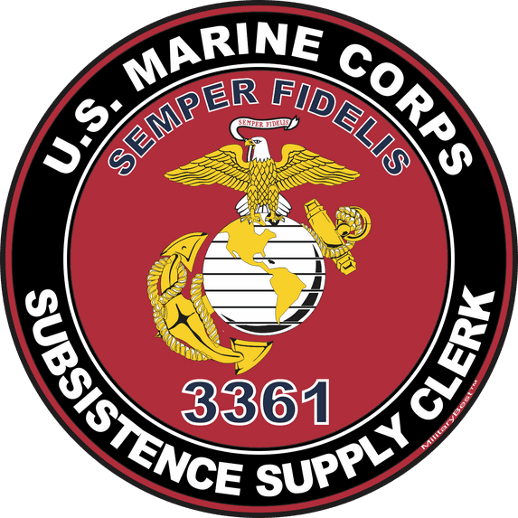 U.S.M.C. MOS 3361 Subsistence Supply Clerk Decal 3.8" - Red