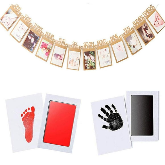 Baby Print, 2 Baby Ink Pads with 4 High-Quality Print Cards, (Large Black + Large Red)