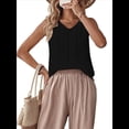 thumbnail image 2 of Camisetas de Sin Mangas para Mujer, Blusas Informales Holgadas con Cuello en V, Blusas Tipo Túnica, Color Negro, Talla M, 2 of 9
