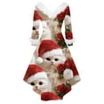 thumbnail image 4 of Women's Fashion V-Neck Casual Slim Fit Christmas Print Furry Party Long Sleeve Dress, Ugly Christmas Sweater Women Style for Festive Fall and Winter Events,Watermelon Red,XL, 4 of 4
