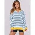 thumbnail image 2 of Women'S Oversized Sweatshirts Long Sleeve Tunic Shirts V Neck Loose Pullover 2025 Trendy Fall Outfit Light Blue XXL, 2 of 6