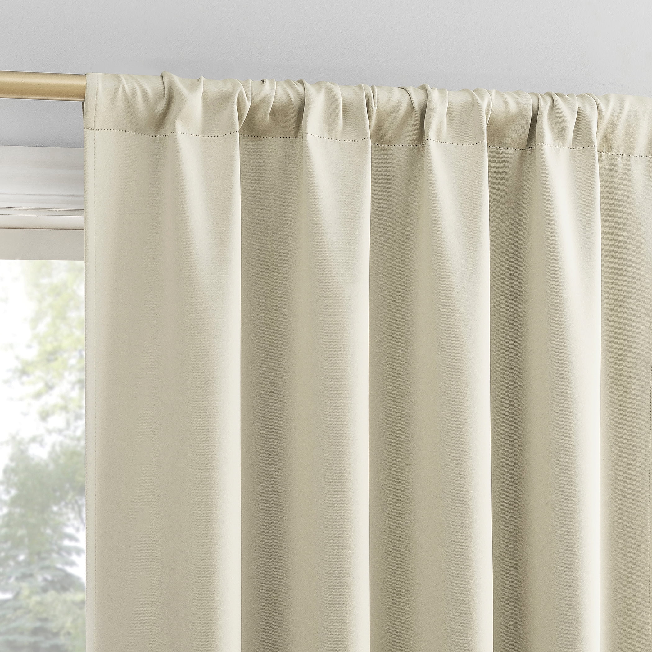 Sun Zero Bergen 1-Piece Theater Grade Extreme 100% Blackout Rod Pocket Curtain Panel, 40"X96", Cream