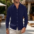 thumbnail image 5 of Thousandth Men Linen Long Sleeve Button Down Shirt Casual Plus Size Loose Fit Shirt Lightweight Tops Outdoor Work Shirts for Men, 5 of 8