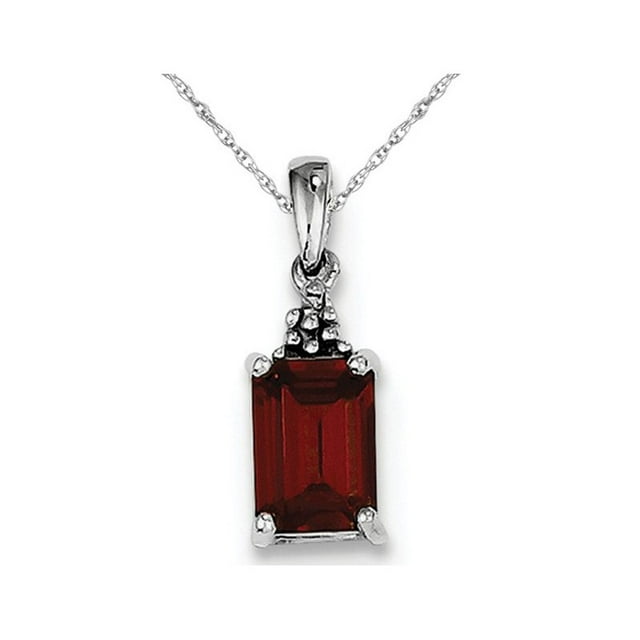 Collier Pendentif Grenat Rouge Naturel 1.00 Carat (ctw) en Argent Sterling avec Chaîne