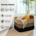 thumbnail image 5 of 118L Extra Large Blanket Basket, Rectangle Woven Cotton Rope Storage Basket,Used for storing Dirty Clothes, Stuffed Animal Toy Storage for Living Room,Kids Room,25" x 17" x 16", Brown Black, 5 of 14