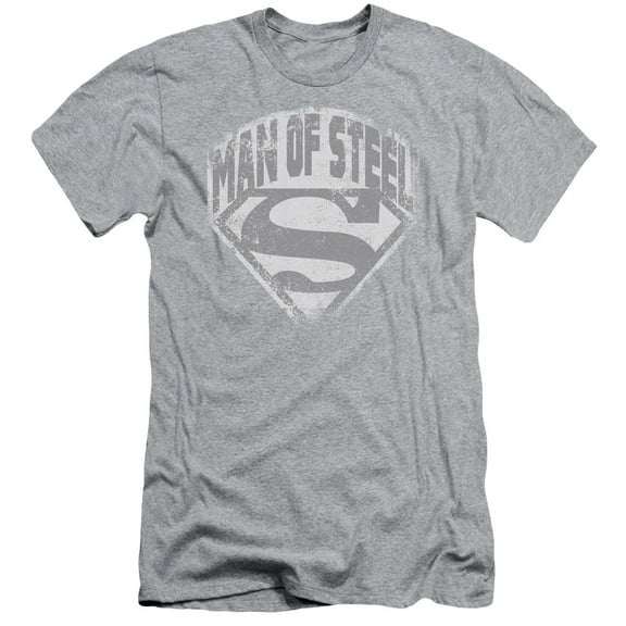 Superman Man Of Steel Shield Adult 30/1 T-Shirt Athletic Heather