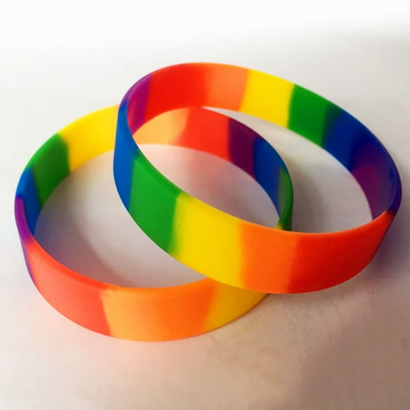 WHAMVOX 10pcs Multi Color Rainbow Silicone Bracelets for Kids Birthday Party Favors and Gifts