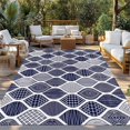 thumbnail image 2 of Blue Boho Outdoor Rug 4x6 Ft - Reversible Patio Rug Outdoor Camping Rugs, Vintage Country Ethnic Abstract Gingham Washable Indoor Outdoor Area Rugs, Non-Slip Outdoor Carpet Runner for Deck/Porch, 2 of 8