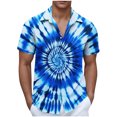 thumbnail image 2 of Blusa y camisa de manga corta con cuello vuelto para hombre, blusa informal de moda con cuello vuelto, blusa estampada de manga corta con botones, blusa de poliéster para hombre, 2 of 5